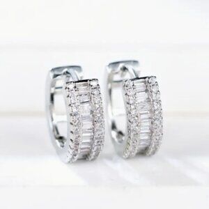 Small Huggie Earrings with Tons of Bling Blue 1413